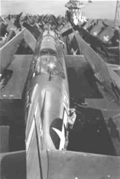 Planes Crowd Deck of USS Essex