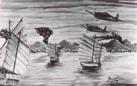 Hellcats Over China Coast - Painting by Doug Cahoon
