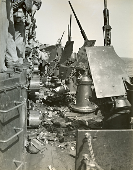 USS Essex Gun Mount Damage