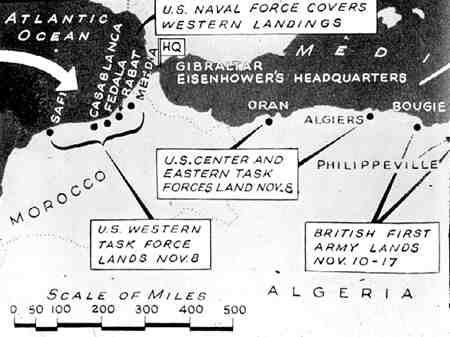 Operation Torch Map, 1942